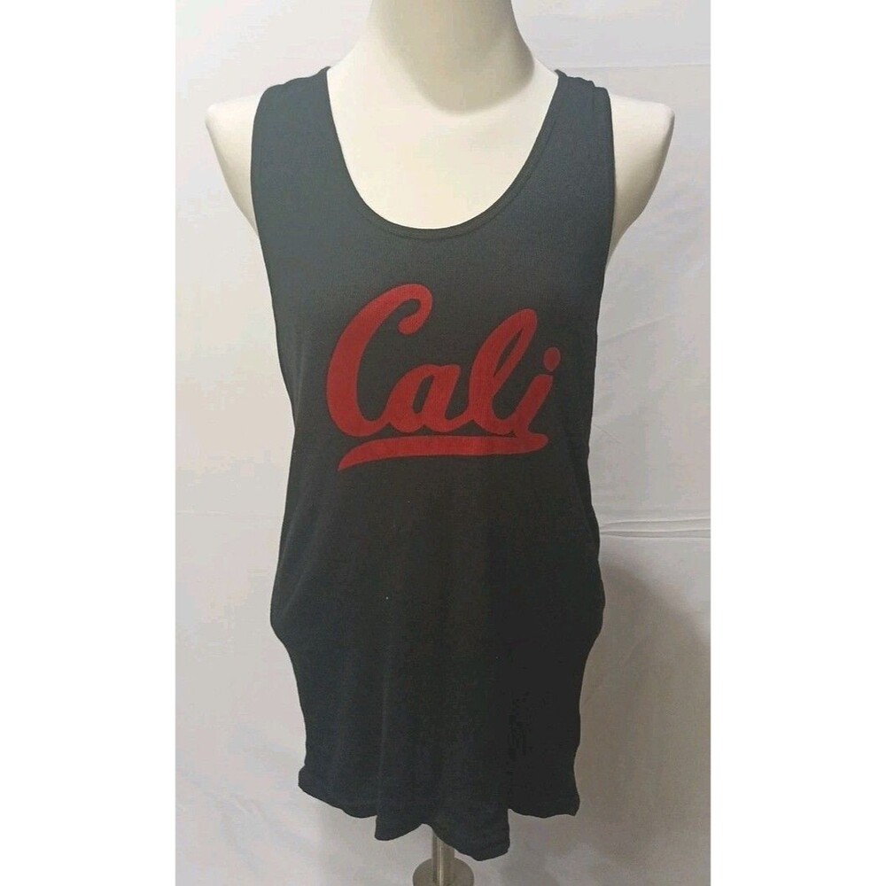 213 Apparel Womens Black Tank Top Red Cali XL 100% Cotton